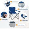 imageKingCamp Portable Folding Camping Quad Chair Oversized Fully Cushioned Seat with Side Pocket and Cup Holder for Tailgates Beach LawnBlue