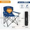 imageKingCamp Portable Folding Camping Quad Chair Oversized Fully Cushioned Seat with Side Pocket and Cup Holder for Tailgates Beach LawnBlue
