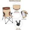imageKingCamp Portable Folding Camping Quad Chair Oversized Fully Cushioned Seat with Side Pocket and Cup Holder for Tailgates Beach LawnKhakiCoffee