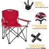 imageKingCamp Portable Folding Camping Quad Chair Oversized Fully Cushioned Seat with Side Pocket and Cup Holder for Tailgates Beach LawnLight Red