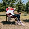 imageKingCamp Portable Folding Camping Quad Chair Oversized Fully Cushioned Seat with Side Pocket and Cup Holder for Tailgates Beach LawnLight Red