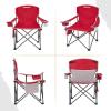 imageKingCamp Portable Folding Camping Quad Chair Oversized Fully Cushioned Seat with Side Pocket and Cup Holder for Tailgates Beach LawnRed