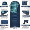 imageKingCamp Sleeping Bag for Adults Cold Weather ampamp Warm XL Big and Tall Flannel Sleeping Bags with Compression Sack Portable Waterproof Essentials Gear Accessories for Outdoor Camping90 x 35  539F NAVY