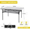 imageKingCamp Spacious Tabletop Area Aluminum Compact Roll 46 Person Stable Adjustable Feet Table with Carry Bag for Outdoor Camp Picnic BlackSiver535quot275quot with Storage Layer