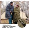 imageKingCamp Ultralight Camping Blanket Packable Down Alternative Puffy Wearable Blankets Weatherproof Warm Package Quilt with Snap Buttons ampamp Corner Loops for Outdoor Travel Stadium 69quotL x 53quotW BLACKGrid Green