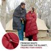 imageKingCamp Ultralight Camping Blanket Packable Down Alternative Puffy Wearable Blankets Weatherproof Warm Package Quilt with Snap Buttons ampamp Corner Loops for Outdoor Travel Stadium 69quotL x 53quotW BLACKGrid Wine