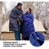 imageKingCamp Ultralight Camping Blanket Packable Down Alternative Puffy Wearable Blankets Weatherproof Warm Package Quilt with Snap Buttons ampamp Corner Loops for Outdoor Travel Stadium 69quotL x 53quotW BLACKGrid Navy