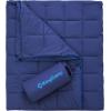 imageKingCamp Ultralight Camping Blanket Packable Down Alternative Puffy Wearable Blankets Weatherproof Warm Package Quilt with Snap Buttons ampamp Corner Loops for Outdoor Travel Stadium 69quotL x 53quotW BLACKGrid Navy