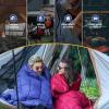 imageKingCamp Ultralight Camping Blanket Packable Down Alternative Puffy Wearable Blankets Weatherproof Warm Package Quilt with Snap Buttons ampamp Corner Loops for Outdoor Travel Stadium 69quotL x 53quotW BLACKGrid Navy