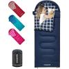 imageKingCamp 45 F Kids Sleeping Bag Lightweight Waterproof ampamp Compact Flannel Sleeping Bags Cold Weather ampamp Warm Youth Essentials Gear Accessories for Camping Fits 1012 Children up to 55quot Tall86F 446F Navy Right
