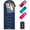 imageKingCamp 45 F Kids Sleeping Bag Lightweight Waterproof ampamp Compact Flannel Sleeping Bags Cold Weather ampamp Warm Youth Essentials Gear Accessories for Camping Fits 1012 Children up to 55quot Tall86F 446F Navy Left