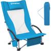imageKingCamp Beach Chair with Cup Holder Folding Camping Chair with Carrying Bag Lightweight High Back Chair for Adults Portable Chair with Padded Armrest for Outside Parties and TravelBluehigh Back1pc
