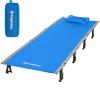 imageKingCamp Camping Cot Folding Portable Heavy Duty Ultralight Cots for Adults Camping Tent Hiking Backpacking Mountaineering Travel Indoor Outdoor Indoor Base Camp with Pillow Support 265 LbsBlue