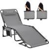 imageKingCamp Chaise Lounge Chairs Outdoor Foldable Patio Sun Chair for Outside Camping Sunbathing Beach Lawn Pool Garden Yard Folding Lightweight Heavy Duty Portable Adjustable Lounge with PillowGrey