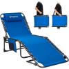 imageKingCamp Chaise Lounge Chairs Outdoor Foldable Patio Sun Chair for Outside Camping Sunbathing Beach Lawn Pool Garden Yard Folding Lightweight Heavy Duty Portable Adjustable Lounge with PillowBlue