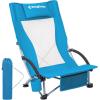 imageKingCamp Folding Beach Chair High Back Lightweight Portable Backpack Chair with Headrest Cup Holder for Camping Outdoor Sand Concert Lawn Festival Sports CyanBluehigh Back