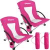 imageKingCamp Folding Beach Chair High Back Lightweight Portable Backpack Chair with Headrest Cup Holder for Camping Outdoor Sand Concert Lawn Festival Sports CyanDarkroselow Back2 Pack