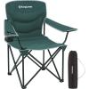imageKingCamp Folding Camping Chair Oversized Portable Lawn Chair Padded Quad Chair with Cup Holder and Carry Bag Heavy Duty Supports 300lbs for Outdoor Fishing Picnic Sports Green