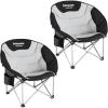 imageKingCamp Moon Saucer Camping Large Padded Folding Portable Heavy Duty Comfy Sofa Chair Supports 300lbs with Cup Holder and Carry Bag for Lawn Patio SportsBlackMediumgrey2 Pack