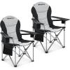 imageKingCamp Oversized Camping Folding Chair with Lumbar Support Heavy Duty Ergonomic Padded Arm Chair with Cooler Bag Cup Holder Portable for Outdoor