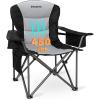 imageKingCamp Oversized Camping Folding Chair with Lumbar Support Heavy Duty Ergonomic Padded Arm Chair with Cooler Bag Cup Holder Portable for OutdoorBlackGrey1 Pack