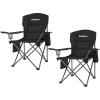 imageKingCamp Oversized Folding Camping Chair for Adults Portable Outdoor Lawn Heavy Duty with Cooler Cup Holder Side PocketCarry Bag 2 Pack Black
