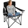 imageKingCamp Portable Folding Camping Quad Chair Oversized Fully Cushioned Seat with Side Pocket and Cup Holder for Tailgates Beach LawnBlack