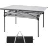imageKingCamp Spacious Tabletop Area Aluminum Compact Roll 46 Person Stable Adjustable Feet Table with Carry Bag for Outdoor Camp Picnic BlackSiver535quot275quot with Storage Layer
