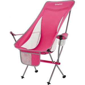 imageKingCamp Compact Camping Chairs for Adults Ultralight High Back Folding Portable Lawn Chairs Light Weight Camp Outdoor Chair with Armrest Side Pocket Headrast Carry Bag Support 265 LbsPink