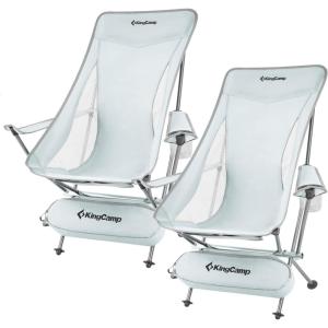 imageKingCamp Compact Camping Chairs for Adults Ultralight High Back Folding Portable Lawn Chairs Light Weight Camp Outdoor Chair with Armrest Side Pocket Headrast Carry Bag Support 265 LbsGrey2 Pack