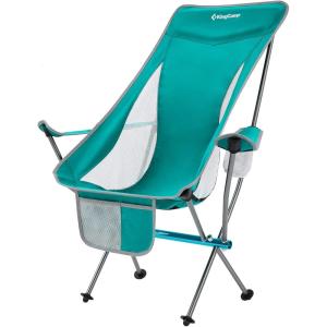 imageKingCamp Compact Camping Chairs for Adults Ultralight High Back Folding Portable Lawn Light Weight Outdoor with Armrest Side Pocket Headrast Carry Bag Support 265 Lbs 1 Pack Cyan