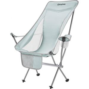 imageKingCamp Compact Camping Chairs for Adults Ultralight High Back Folding Portable Lawn Light Weight Outdoor with Armrest Side Pocket Headrast Carry Bag Support 265 Lbs 1 Pack Grey