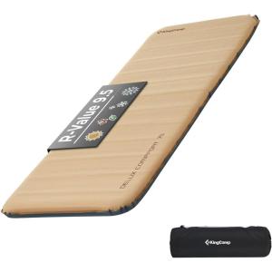 imageKingCamp Double Sleeping Pad Inflatable Camping Mattress 2 Person with Removable Foam Cover ampamp Pump Sack Queen Sleeping Mat Camping Essentials for Outdoor Tent Car GreenKhaki