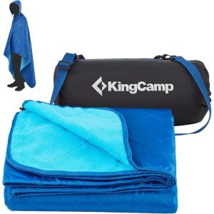 imageKingCamp Hooded Stadium Blanket Waterproof Camping Blanket Windproof Fleece Blanket Portable Outdoor Blanket Waterproof Picnic Blanket Wearable Hooded Blanket for Sports Concerts Park Travel Hiking Blue 78quot X 57quot