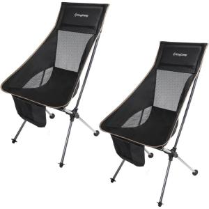 imageKingCamp Lightweight High Back Camping Chair Compact Folding Ultralight Camping Chair for Lawn Traveling Picnic