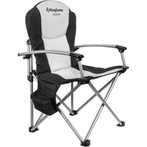 imageKingCamp Oversized Camping Folding Chair Heavy Duty 450 LBS with Lumbar Support Padded Outdoor Chair with Cup Holder Camp Lawn Chair with Cooler Bag for Sports Garden Beach Fishing