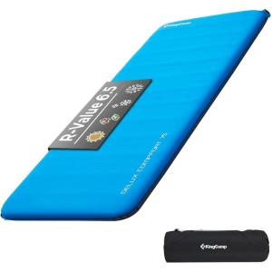imageKingCamp Self Inflating Air Mattress R 65 Foam Sleeping Pad for Single Adult 3quot Thick Camping Mat Camping Essentials with Perforated Foam Core for Outdoor Tent Cot Car Backpacking BlueCharcoal