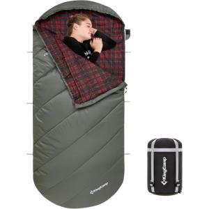imageKingCamp Sleeping Bag for Adults Cold Weather ampamp Warm Extra Wide Big ampamp Tall XL Portable Waterproof Flannel Sleeping Bags Essentials Gear Accessories for Camping Backpacking Hiking Indoor ampamp OutdoorThermal Pod 46lbs Olive
