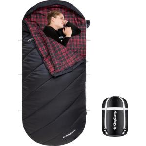 imageKingCamp Sleeping Bag for Adults Cold Weather ampamp Warm Extra Wide Big ampamp Tall XL Portable Waterproof Flannel Sleeping Bags Essentials Gear Accessories for Camping Backpacking Hiking Indoor ampamp OutdoorThermal Pod 46lbs Black