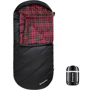 imageKingCamp Sleeping Bag for Adults Cold Weather ampamp Warm Extra Wide Big ampamp Tall XL Portable Waterproof Flannel Sleeping Bags Essentials Gear Accessories for Camping Backpacking Hiking Indoor ampamp OutdoorUltimate warmth 53lbs Black