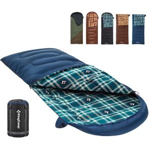 imageKingCamp Sleeping Bag for Adults Cold Weather ampamp Warm XL Big and Tall Flannel Sleeping Bags with Compression Sack Portable Waterproof Essentials Gear Accessories for Outdoor Camping90 x 35  539F NAVY