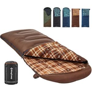 imageKingCamp Sleeping Bag for Adults Cold Weather ampamp Warm XL Big and Tall Flannel Sleeping Bags with Compression Sack Portable Waterproof Essentials Gear Accessories for Outdoor Camping90 x 35  539F COFFEE