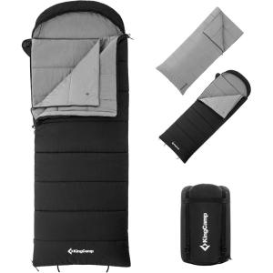 imageKingCamp Sleeping Bag for Adults XL Size for Big ampamp Tall Individuals 34 Season Sleeping Bag Cold ampamp Warm Weather 100 CottonLining Compact with Compression Sack for Backpacking Camping HikingHollow Fibers 392f 626f