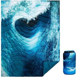 imageKingCamp Ultralight Camping Blanket Packable Down Alternative Puffy Printed Wearable Blanket with Snap Buttons ampamp Corner Loops Weatherproof Quilt for Outdoor Travel Stadium 79quotL x 57quotW STARRYSKYSeawave