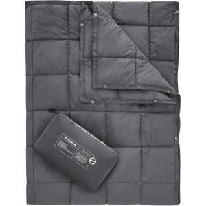 imageKingCamp Ultralight Camping Blanket Packable Down Alternative Puffy Printed Wearable Blanket with Snap Buttons ampamp Corner Loops Weatherproof Quilt for Outdoor Travel Stadium 79quotL x 57quotW STARRYSKYZ  Darkgrey