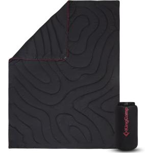 imageKingCamp Ultralight Camping Blanket Packable Down Alternative Puffy Wearable Blankets Weatherproof Warm Package Quilt with Snap Buttons ampamp Corner Loops for Outdoor Travel Stadium 69quotL x 53quotW BLACKContour Black