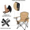 imageKingCamp Oversized Folding Camping Chair for Adults Portable Outdoor Lawn Chair Heavy Duty with Cooler Cup Holder Side Pocket Carry Bag Support 300lbsKhaki