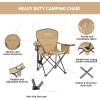 imageKingCamp Oversized Folding Camping Chair for Adults Portable Outdoor Lawn Chair Heavy Duty with Cooler Cup Holder Side Pocket Carry Bag Support 300lbsKhaki