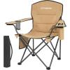 imageKingCamp Oversized Folding Camping Chair for Adults Portable Outdoor Lawn Chair Heavy Duty with Cooler Cup Holder Side Pocket Carry Bag Support 300lbsKhaki