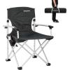 imageKingCamp Folding Lightweight Camping Chairs Aluminum Hard Armrest with Cup Holder Portable Padded Deluxe Chair with Carry Bag Heavy Duty Supports 300 lbs for Outdoor Sports Lawn Fishing